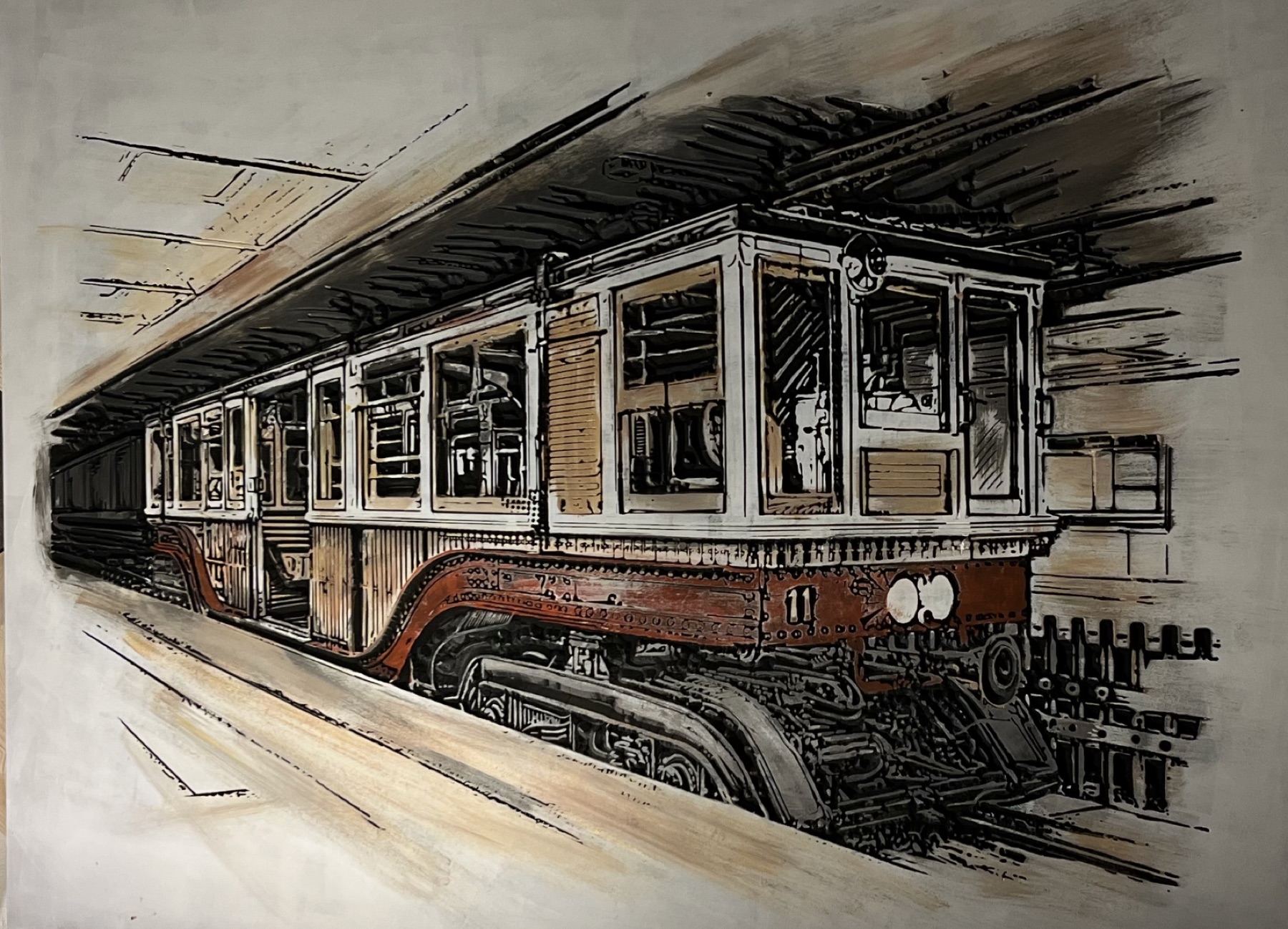 Alter Tramwagen 11 im Bahnhof