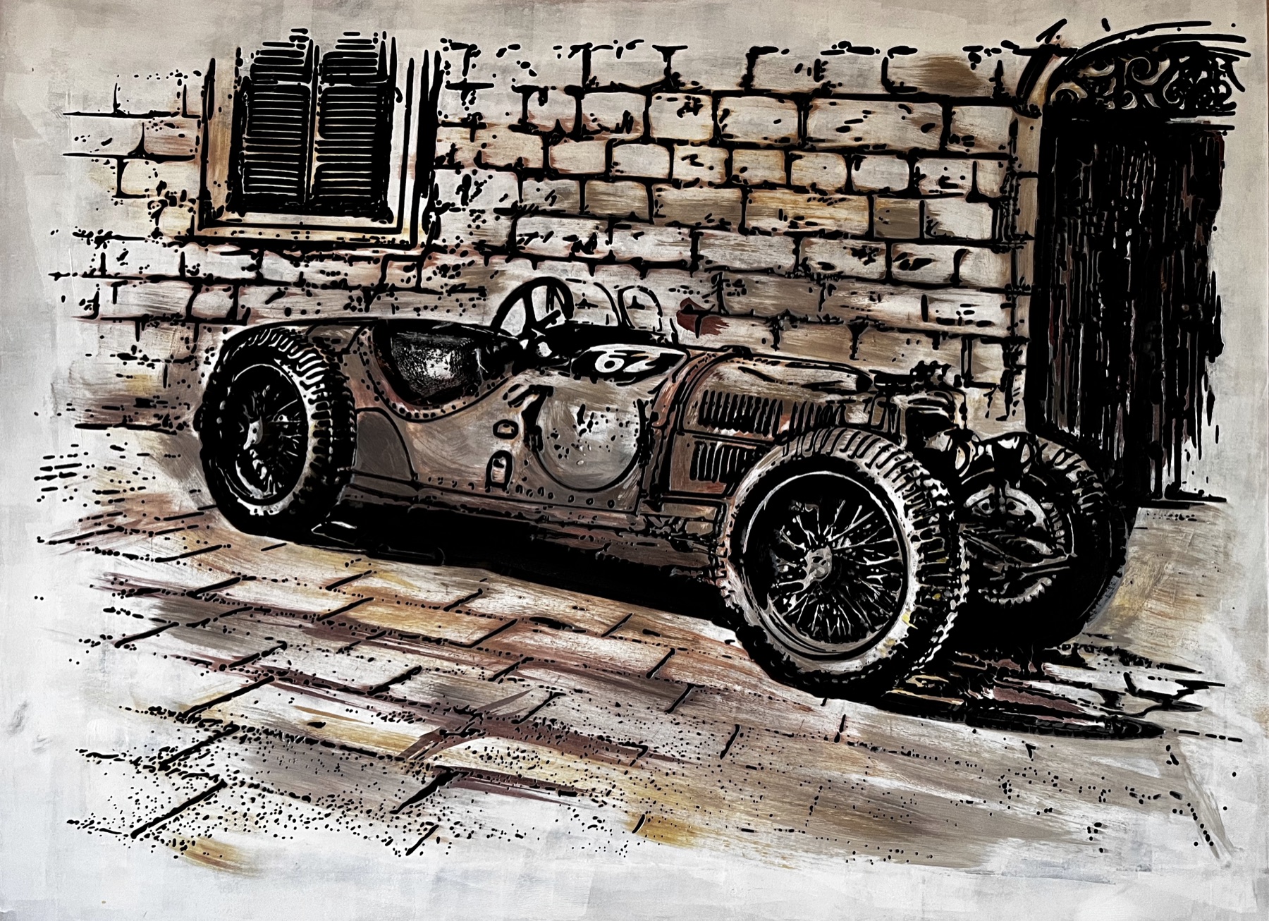 Oldtimer vor Steinwand
